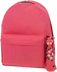 Polo Original Scarf School Bag Backpack Junior High-High School in Fuchsia color L31 x W18 x H40cm 2023