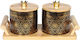 Keskor Set 2 Pieces Coffee Jars with Lid and Stand Ceramic Black 26x12.5x12cm 2 Pieces