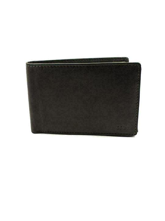Cozy 4023 Men's Leather Wallet Black/Cypress green