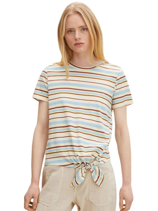 Tom Tailor Women's T-shirt Striped Beige