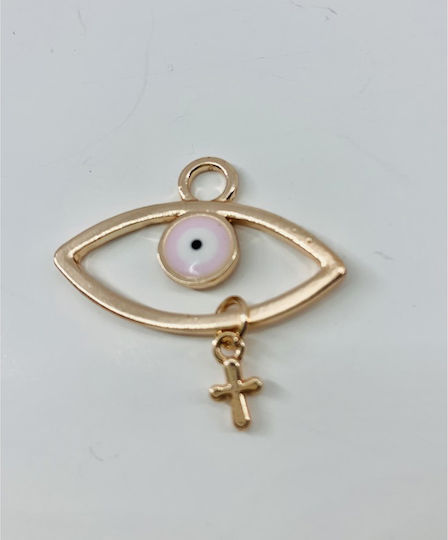Riniotis Metal Decorative Element for Wedding Favors Rose Gold Pink Gold Metallic Eye with Cross 1pcs