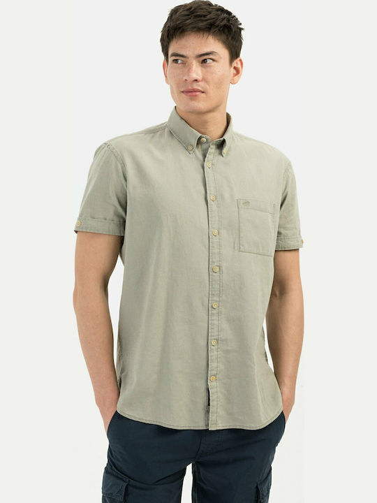 Kurzärmlig Leinen Hemd Khaki