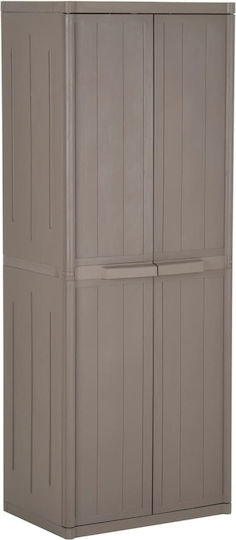 Double-leaf Polypropylene Outdoor Storage Cabinet with 4 Shelves Brown 65x45x172 cm