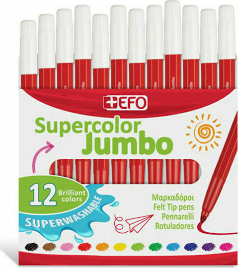 +Efo Supercolor Jumbo Μαρκαδόροι Ζωγραφικής Χονδροί Σετ 12 χρώματα