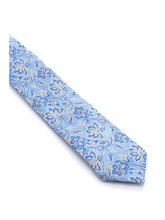 Men's Tie Synthetic Printed In Light Blue Colour