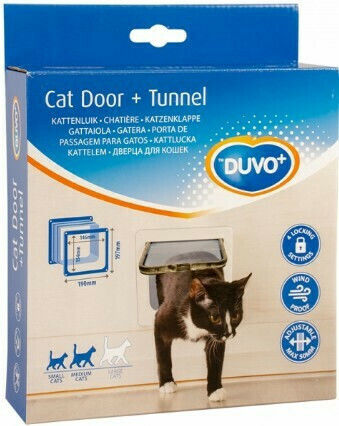 Duvo Plus 4 Anwendungen Tür für Hunde & Katzen aus Plastik in Weiß Farbe 19.7 x 19.7 x 19.7cm