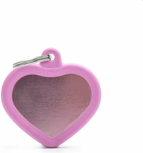 My Family Hushtag Collection Aluminium Pink Dog ID Tag Heart Pink Personalization