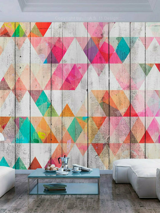 Wall Mural Rainbow Triangles Fabric 200x140cm