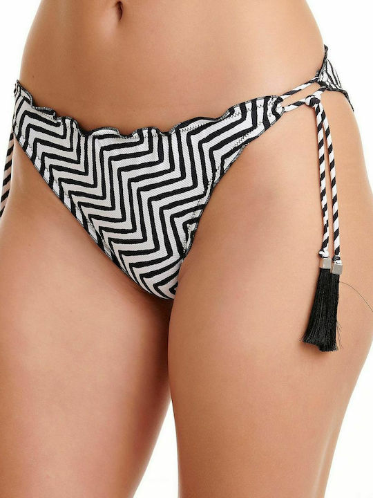 Bikini Slip με Κορδονάκια Λευκό