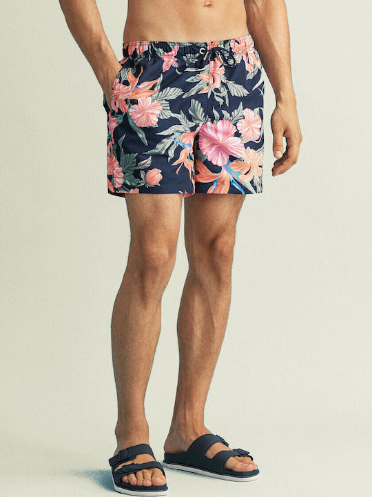 Classic Men's Swimwear Shorts Navy Blue Floral