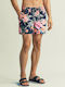 Classic Men's Swimwear Shorts Navy Blue Floral