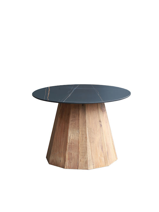 Egnar Round Solid Wood Side Table Μαύρο L60xW60xH45cm