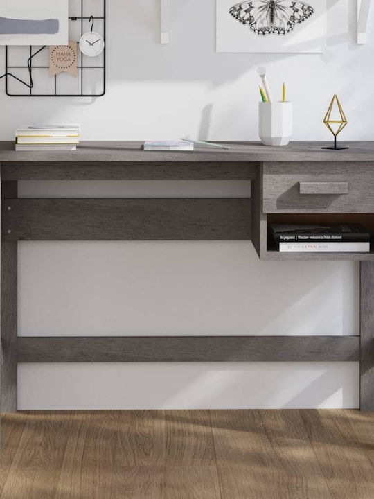 vidaXL Schreibtisch Hamar aus Massivholz Hellgrau 110x40x75cm