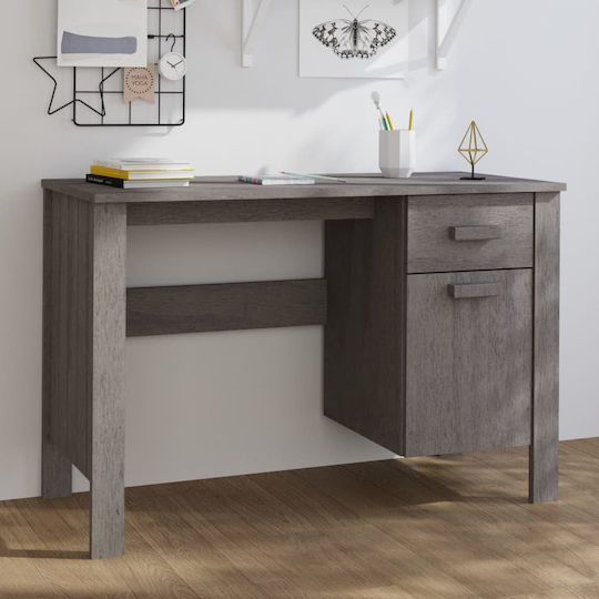 vidaXL Schreibtisch Hamar aus Massivholz Hellgrau 113x50x75cm