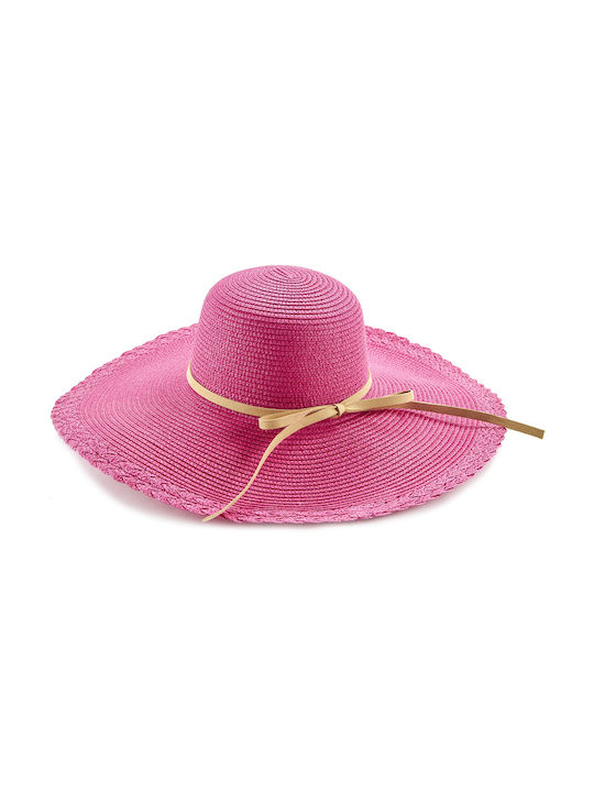 Verde Women' Wicker Hat Floppy Fuchsia