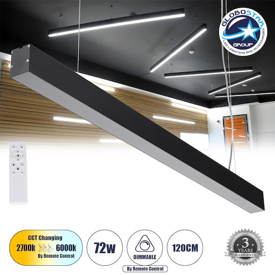 GloboStar Orion -P Commercial Linear LED Ceiling Light 72W Warm White IP20 Dimmable L120xD5.5xH7cm