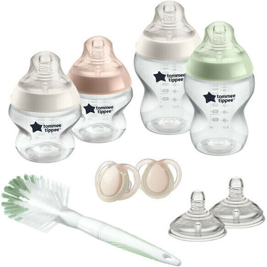 Tommee Tippee Σετ Πλαστικά Μπιμπερό Closer To Nature με Θηλή Σιλικόνης για 0-6 μηνών Διάφανο 260ml 9τμχ