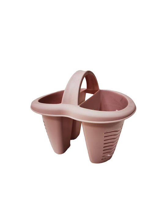 Cutlery Drainer from Plastic in Pink Color 18x21.5x17cm