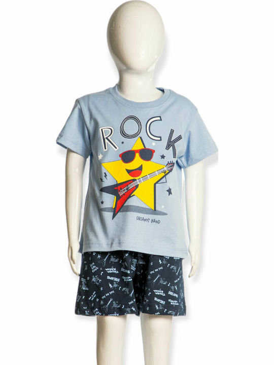 Dreams by Joyce Παιδική Πιτζάμα Καλοκαιρινή Γαλάζια Rock Star