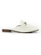 Piccadilly Flat Leather Mules White