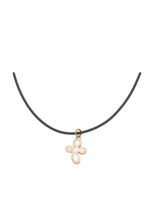 Very Gavello Ροζ Χρυσός Σταυρός 9Κ με Κορδόνι Bubble Cross VPBU X