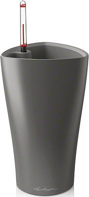 Lechuza Delta Self-watering Pot Plastic Charcoal Metallic 29x29x56.5cm.