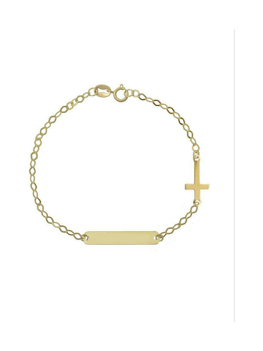 Ortaxidis Kids Gold ID Bracelet 9K with Cross