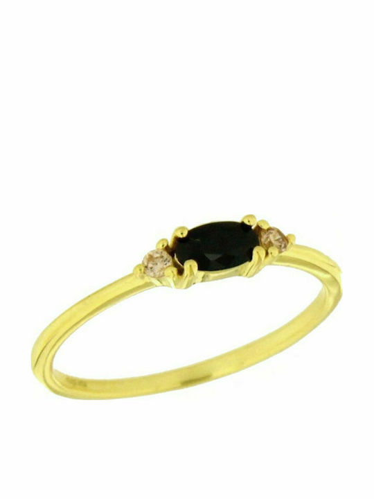 Verita Ring with Zircon made of Silver Gold Plated