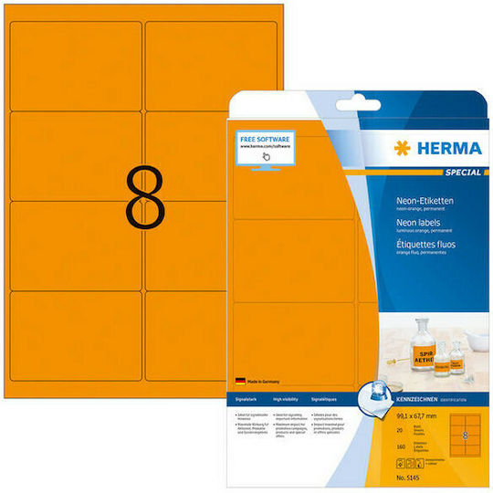 Herma 160 Αυτοκόλλητες Ετικέτες Α4 Ορθογώνιες 99.1x67.7mm