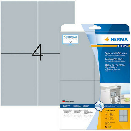 Herma 100 Self-Adhesive Rectangular A4 Labels 105x148mm