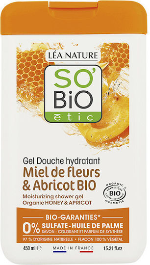 So'Bio Etic Honey & Apricot Αφρόλουτρο σε Gel με Μέλι Ενυδατικό 450ml