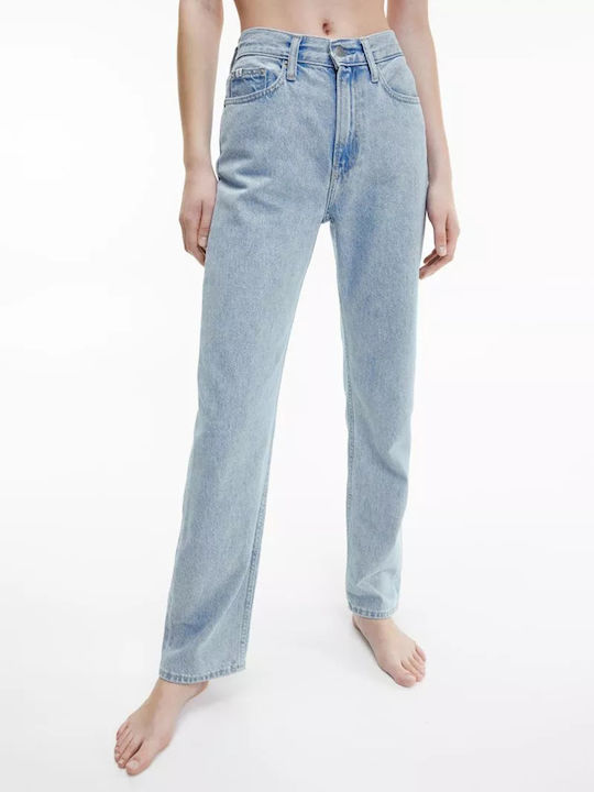 Calvin Klein Висока талия Дамско джинсово панталони с Нормална кройка светлосиньо