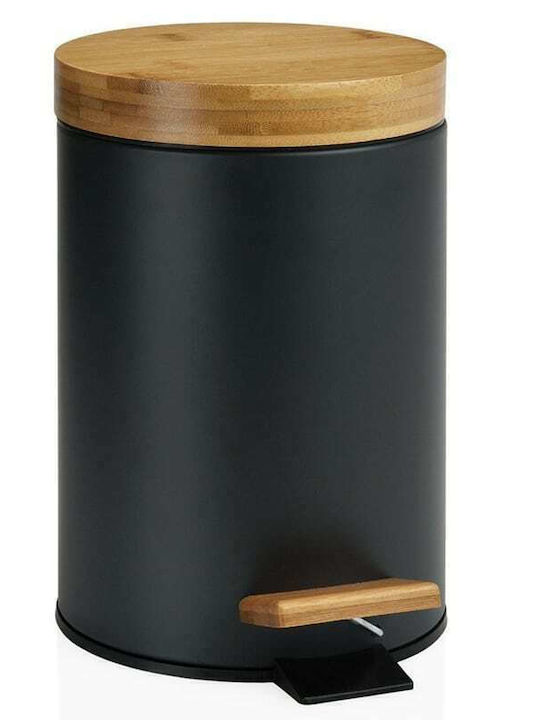 Andrea House Metallic Toilet Bin with Soft Close Lid 3lt Black