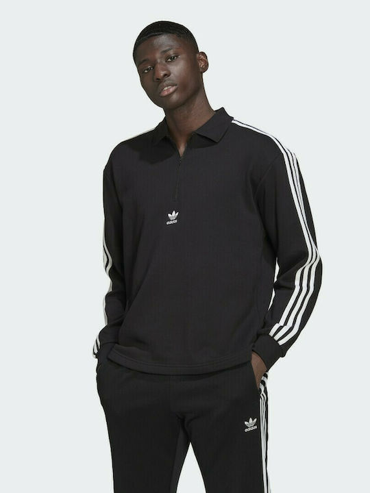 Adidas Adicolor 3-Stripes Ανδρική Μπλούζα Polo Μακρυμάνικη Μαύρη