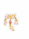 Gatsa Child Safety Pin made of Gold 9K with Cross for Girl