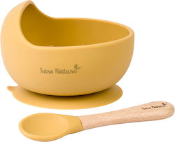 Saro Feeding Set made of Silicone with Non-Slip Base Yellow 2pcs for 4+ months