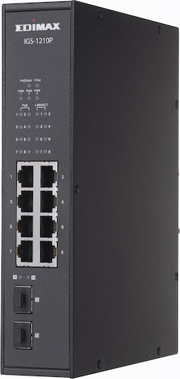 Edimax IGS-1210P Managed L2 PoE Switch με 8 Θύρες Gigabit (1Gbps) Ethernet και 2 SFP Θύρες