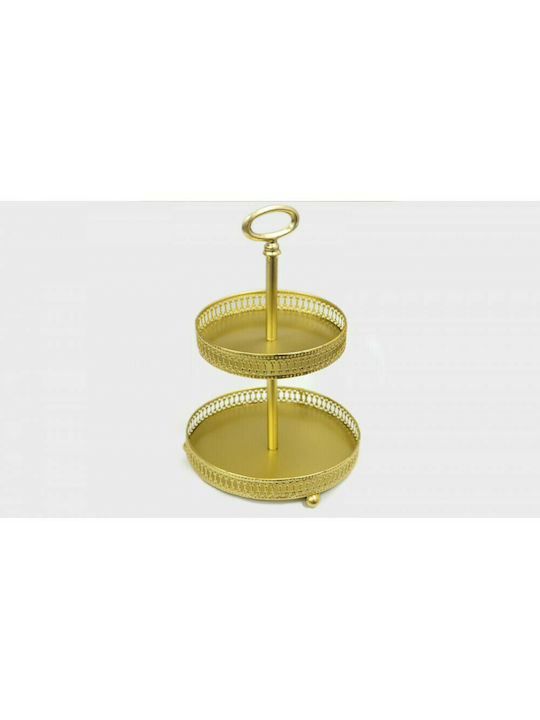 Metallisch Etagere 2 Etagen Gold Ø23xH36cm 1Stück