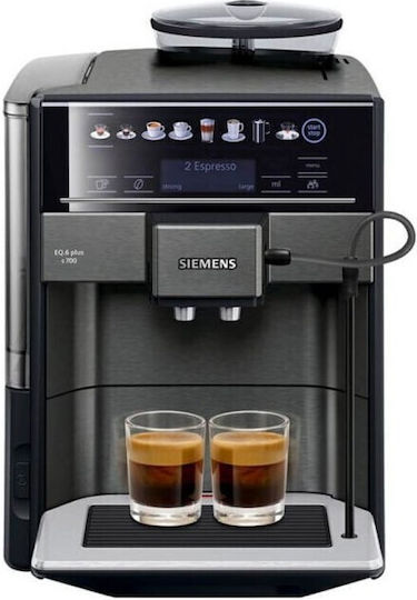 Siemens Eq.6 Plus S100 Αυτόματη Μηχανή Espresso 1500W Πίεσης 15bar με Μύλο Άλεσης Μαύρη TE651319RW