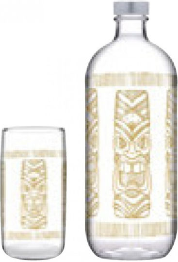 Espiel Tiki Party Set Flasche Wasser Glas mit Schraubverschluss Transparent 1100ml