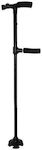 Folding Twin Cane with Led Flashlight Black 002920