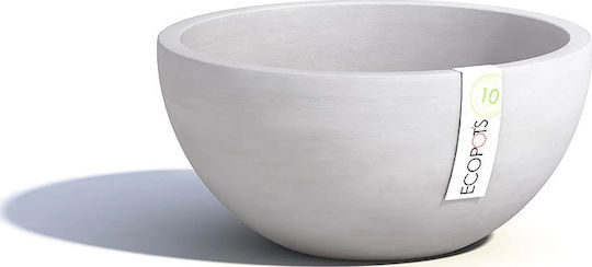 Ecopots Brussels Topf Runder Topf Kunststoff White Grey 30x30x14cm.