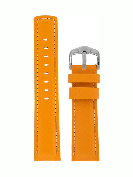 Hirsch Carbon Δερμάτινο Λουράκι Πορτοκαλί 20mm