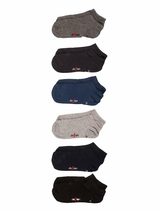 Design Socks Детски къси чорапи Черен 6 Чифта