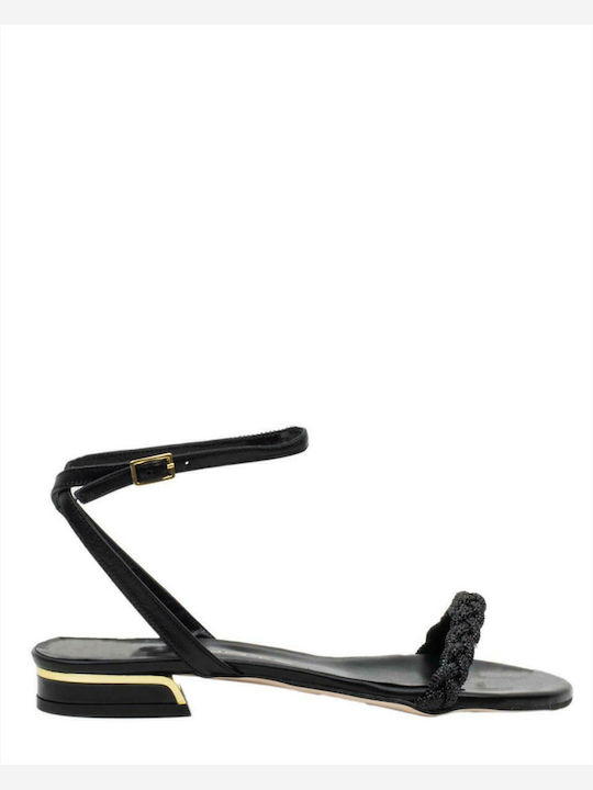 Mourtzi Leather Women's Flat Sandals in Black C...