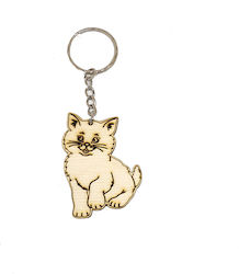 Woodseason Wooden Cat Keychain