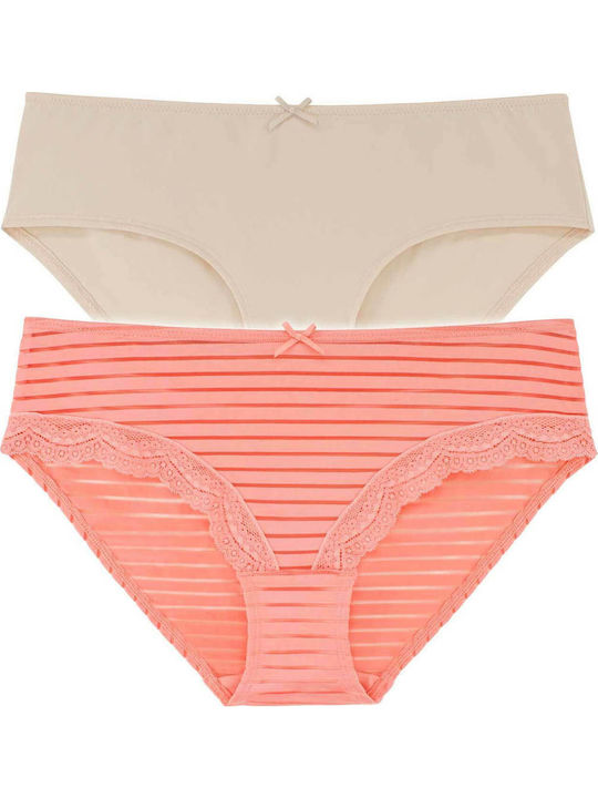 Hipster Ida Women's Boxer 2Pack with Lace Beige/Pink