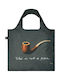 Loqi Rene Magritte The Treachery of Images Fabric Shopping Bag in Gray color