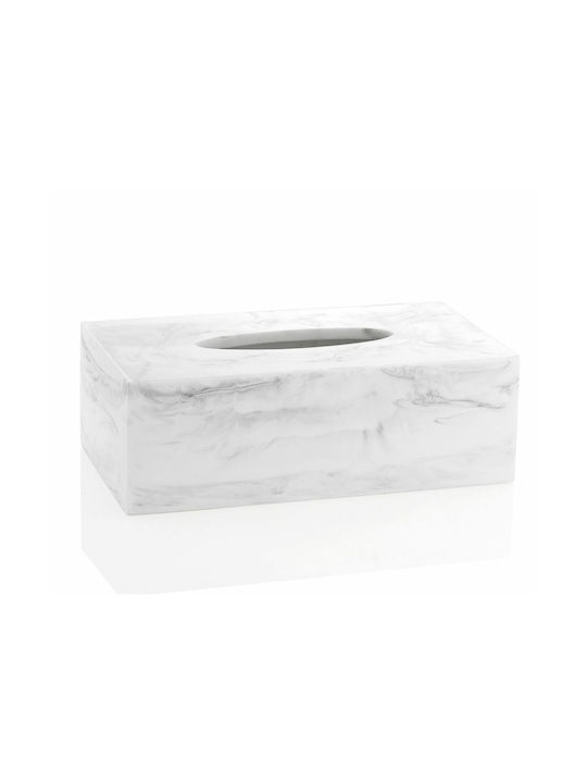 Andrea House Marble Effect Държач за кърпички Пластмасова Бяла 24x13x8см BA17156