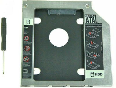 Qoltec Caddy Al doilea HDD 9.5mm SATA / SATA2 HDD 9.5mm pentru CD / DVD-ROM Argint (51868)